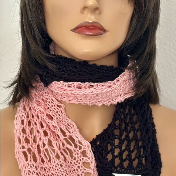 Hand Knits 2 Love Cotton Headband Bandana Scarf Lace Tassels Designer Black Pink main image 11
